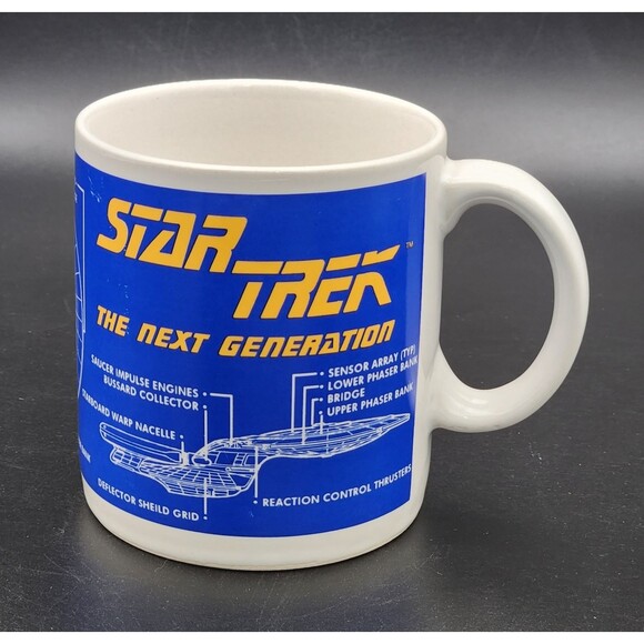 Star Trek the Next Generation Mug U.S.S. Enterprise NCC-1701-D Diagram Cup 1994 - Picture 1 of 8